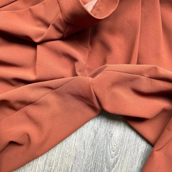 Aritzia Babaton Cohen Pant High Rise Waist Trousers Straight Leg Pleated Rust 2 - Picture 11 of 14